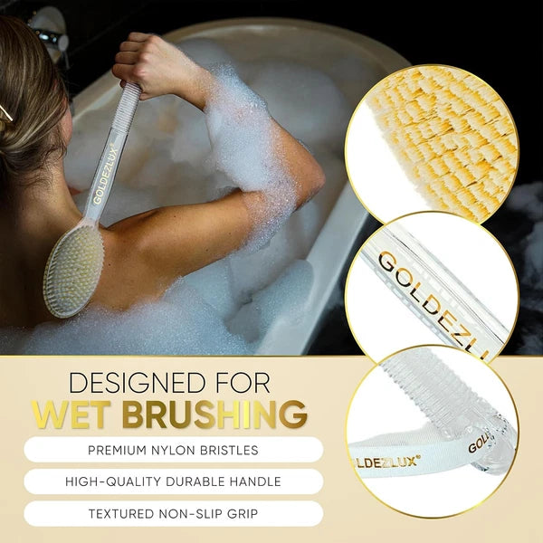 GOLDEZLUX® Body Brush Dual-Sided Shower Brush Back Scrubber, Premium Medium Soft