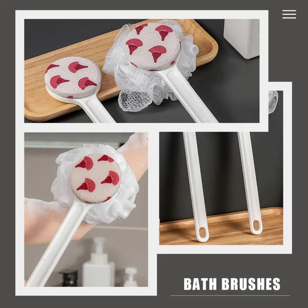 Shower Body Brush Double-side Long Handle Back Scrubber for Skin Exfoliating