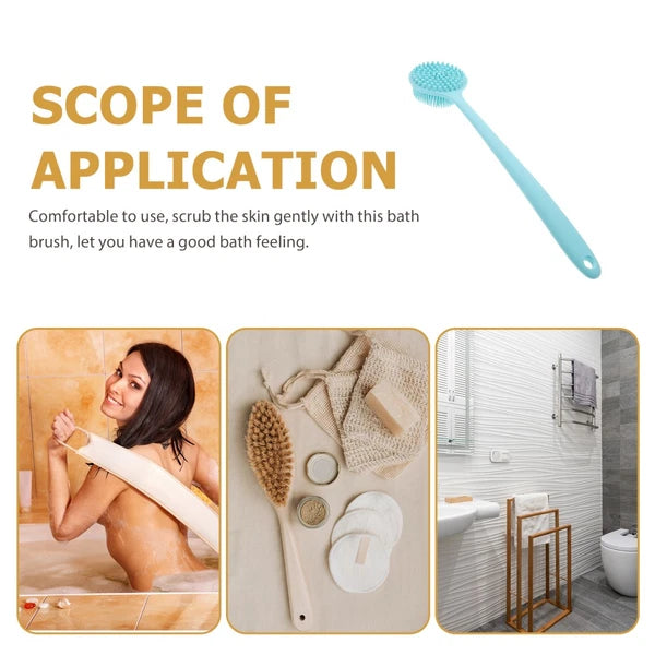 Long Handle Bath Brush Silicone Shower Scrubber Back Body for The