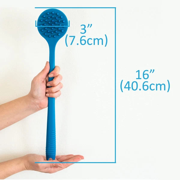 Bendable Long Handled Silicone Body Brush & Hair Scrubber - Bath Shower Back ...