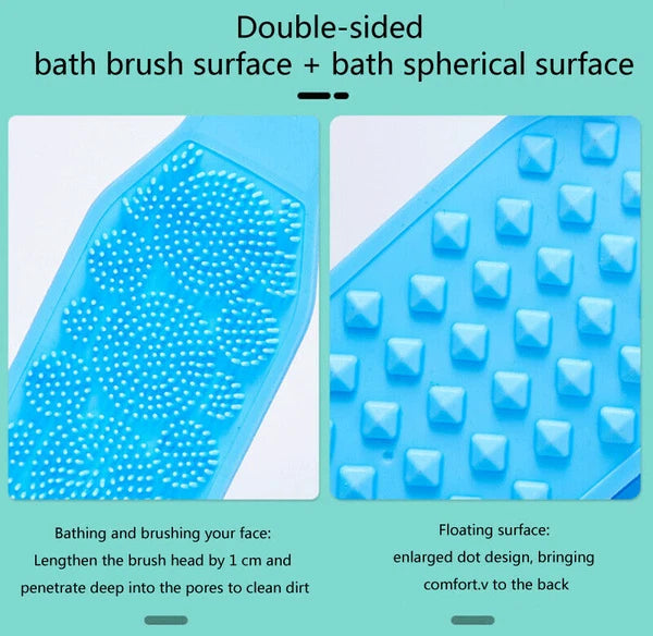 Silicone Bath Towel Back Brush Scrubber Exfoliating Scrub Body Wash Dual Side