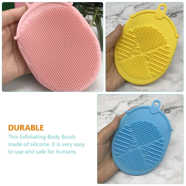 3 Pcs Bath Brush Double-sided Body Scrubbers Silicone Exfoliating