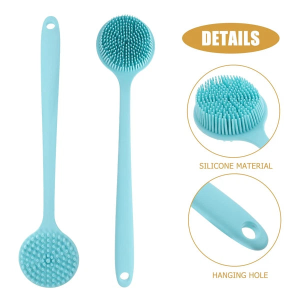 Long Handle Bath Brush Silicone Shower Scrubber Back Body for The
