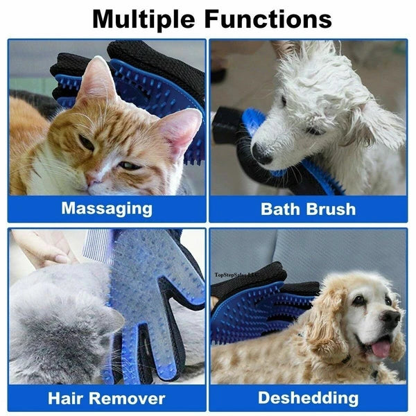 Pet Dog Cat Bath Gloves Grooming Washing Massage Fur Hair Soft Cleaning Brush US