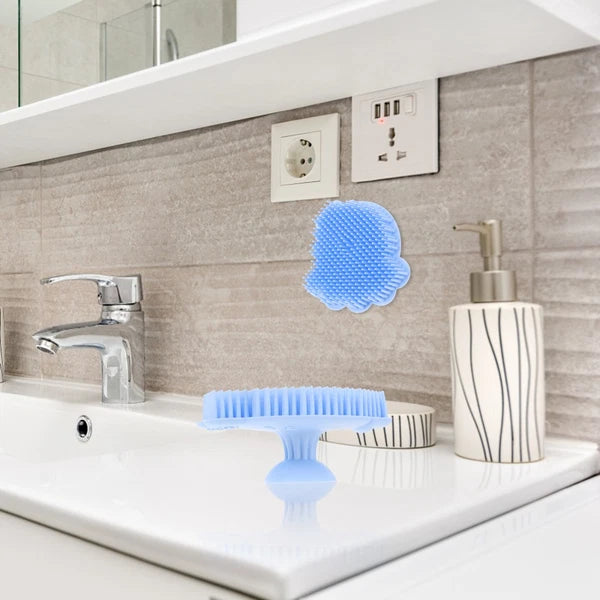 Infant Bath Brush Baby Bathing Scrubber Silicone Infant Shower Brush Bath Brush