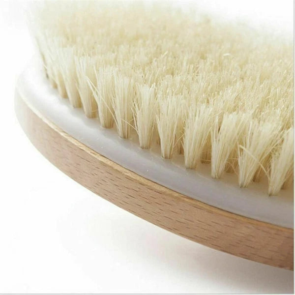 Durable Natural Long-Handled Bath Shower Body Back Dry Skin Spa Scrubber Brush H