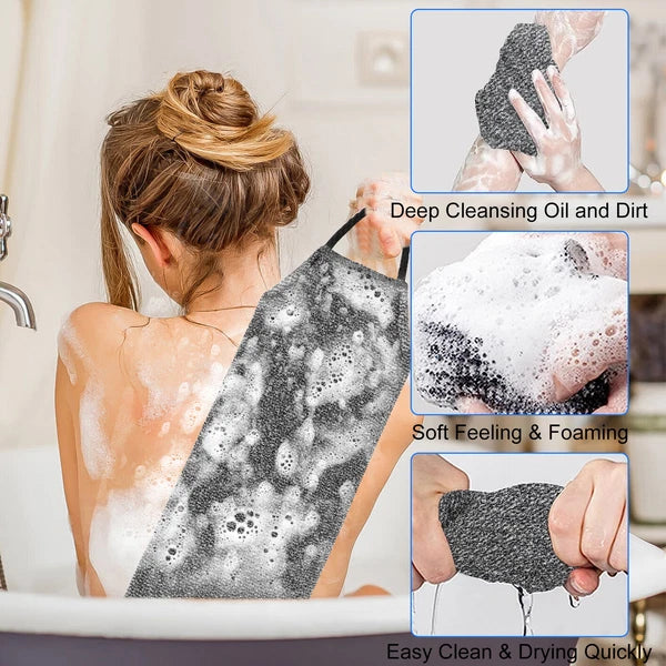 Shower Back Scrubber Cloth Bath Towel Body Brush Cleaning Strip Skin Exfoliating
