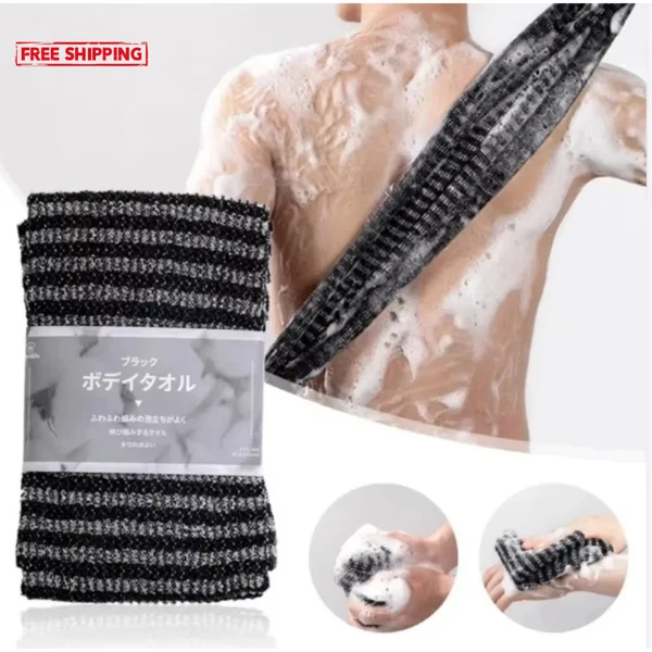 Japanese Rubbing Washcloth Bath Scrubber Nylon Towel Brush for Back Exfoliating