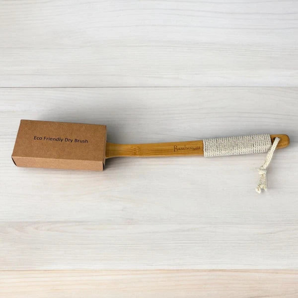 Curved Handle Dry Brush | Natural Bristle Body Brush | Exfoliating Shower Tool