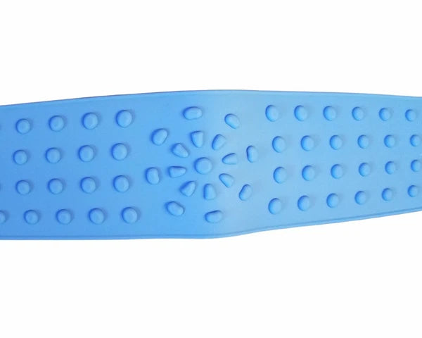 Dual Sided Silicone Bach Scrubber Body Bath Belt Massage Brush Shower 31" Blue