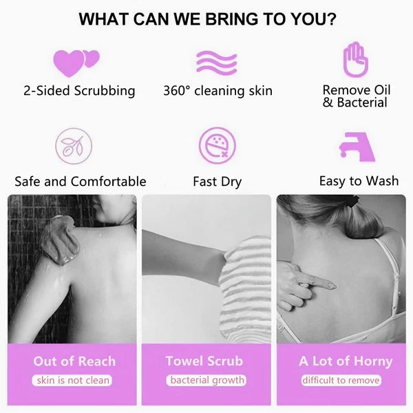 2 Pack Silicone Back Scrubber For Shower31.5in Dual Sided Bath Body Scrubbershow