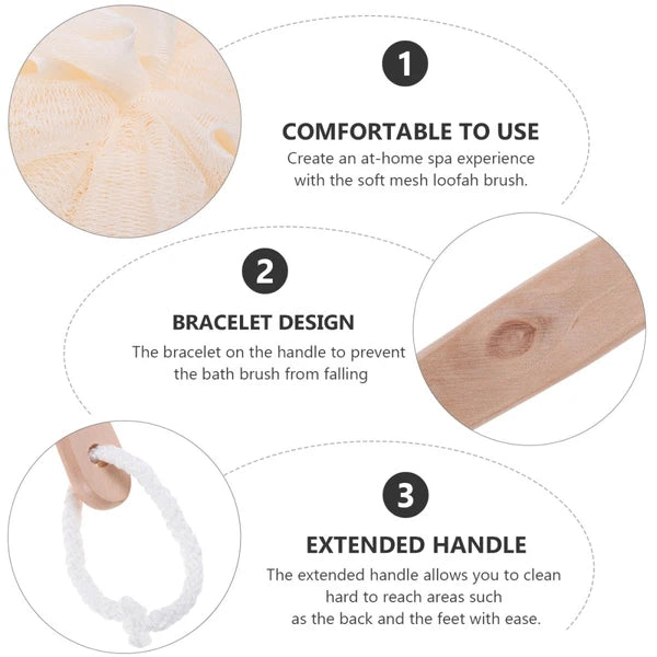 Exfoliating Back Brush Long Handle Bath Sponge Scrubber for Shower Use