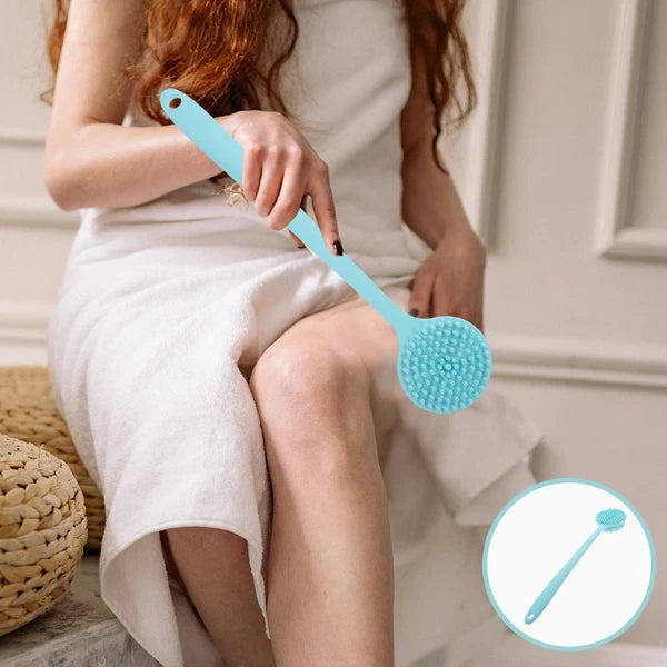 Long Handle Bath Brush Silicone Shower Scrubber Back Body for The