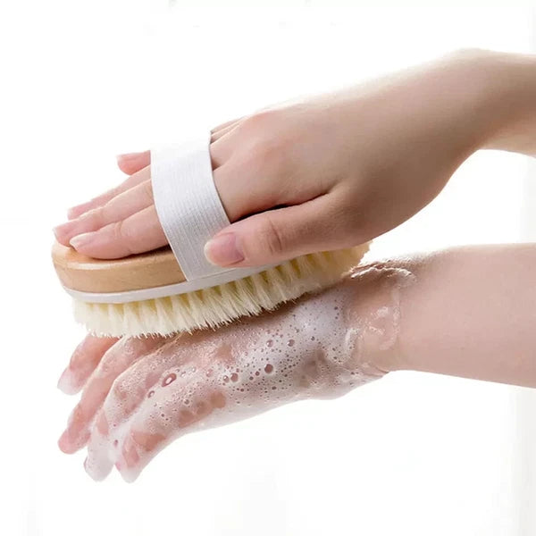 Shower Body Brush Extra Long Handle Natural Wooden Bath Back Massage Scrubber