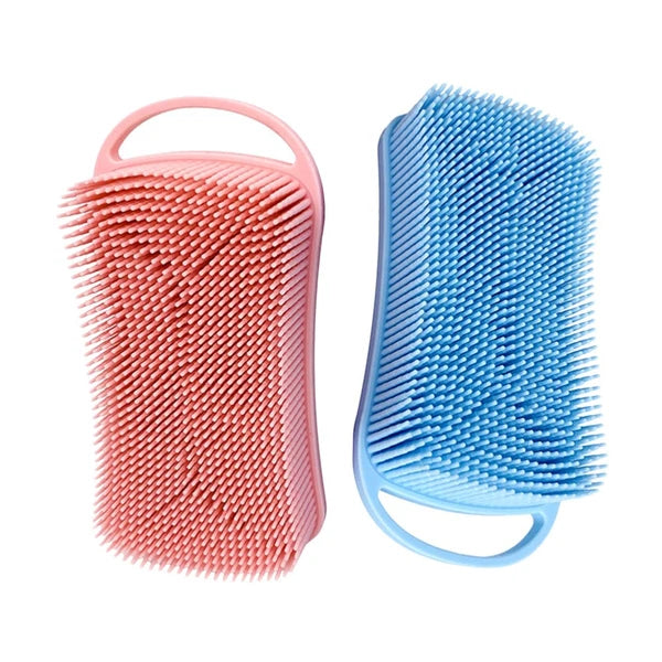 2 Pcs Silicone Shampoo Brush Handheld Bath Exfoliating Shower Brushes