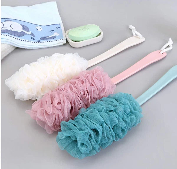Back Scrubber for Shower with Long Handle, Soft Nylon Mesh Sponge, Blue, Unisex