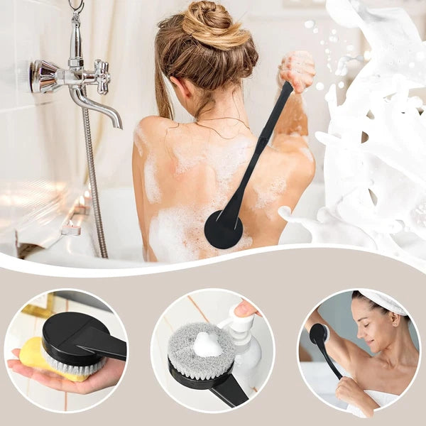 Back Scrubber for Shower, 20.5" Long Handle Bath Brush – Black