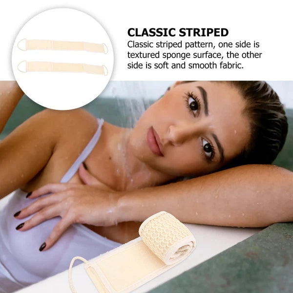 2Pcs Long Body Scrubber Back Cleaning Bath Strap Exfoliating Bath Body Brush
