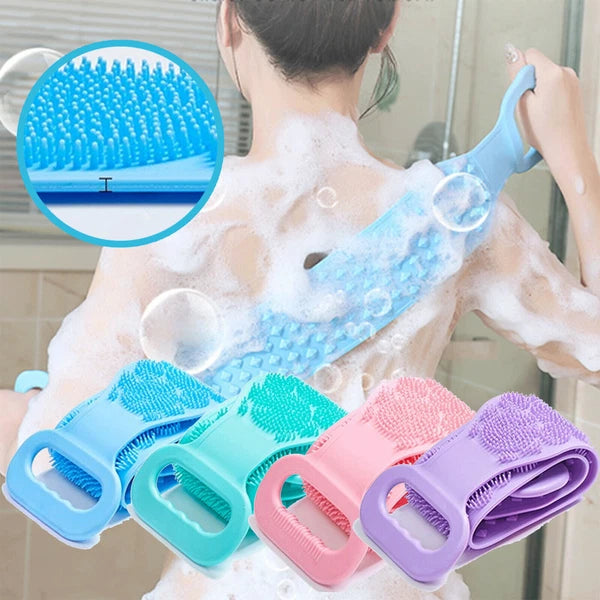 Silicone Bath Towel Back Brush Scrubber Exfoliating Scrub Body Wash Dual Side