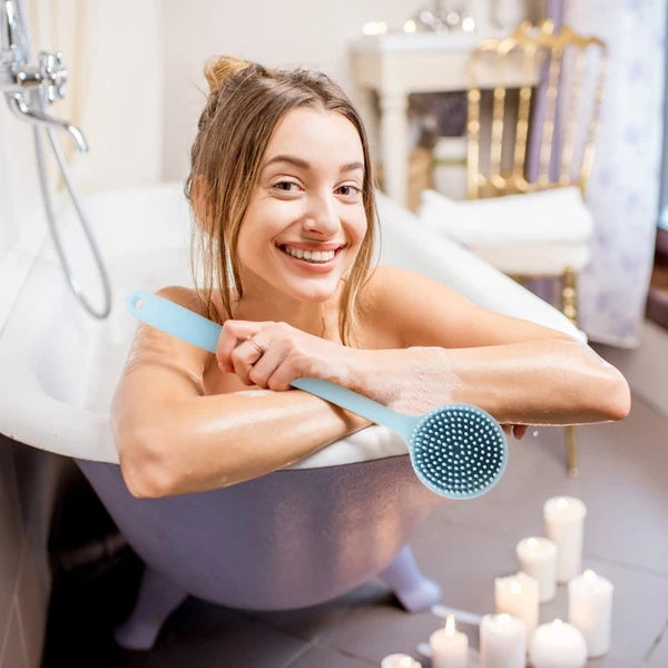 Silicone Bath Brush Man Back Cleaning Scrubber for Body Long Handle Shower