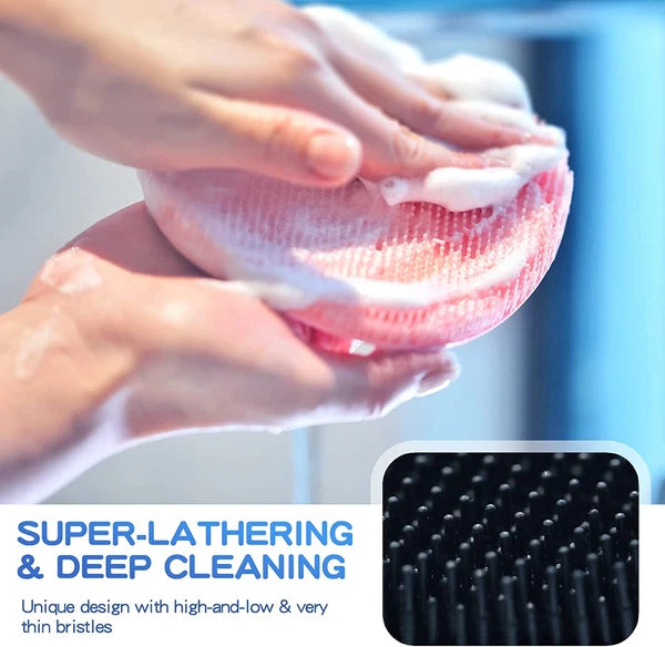 Manmihealth Silicone Back Scrubber(Thick Bristles) & Soft Bath Glove Set, Super-