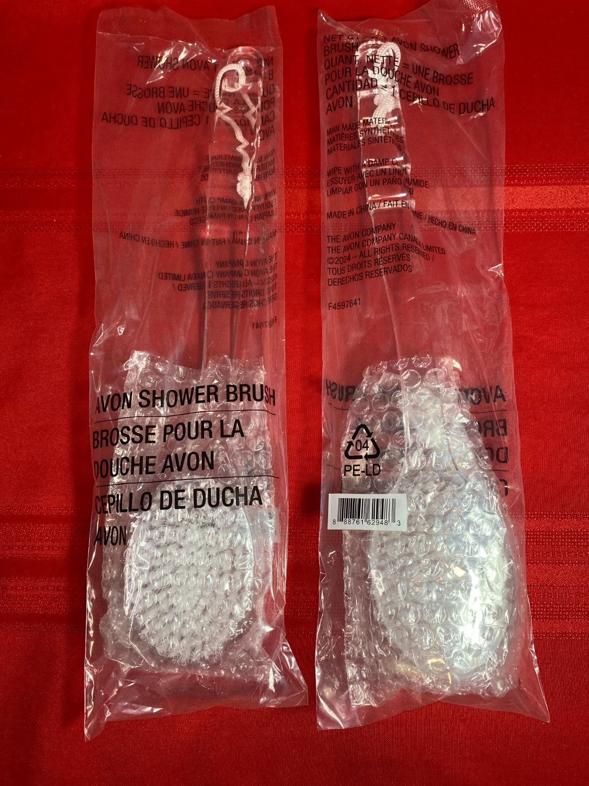 NIB Avon Long Handle Shower Brush w/Massage Nubs on Back of Brush~Lot of 2