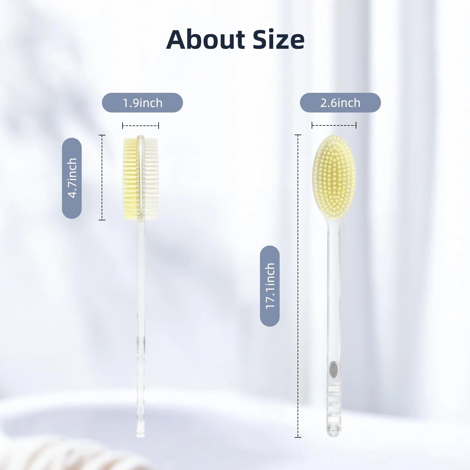 Back Brush Long Handle Shower Bath Scrubber Body For Dual-sided With Stiff Soft
