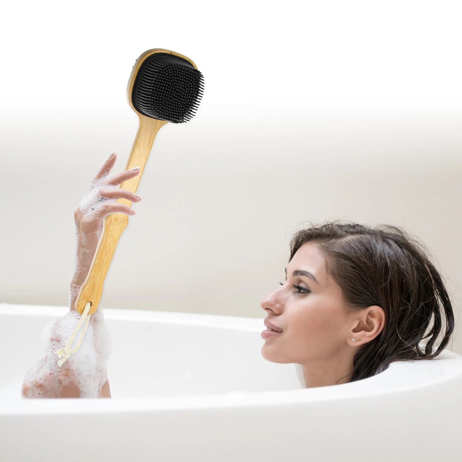 1Pc Long Handle Bath Back Scrubber Body Brush for Exfoliating Silicone