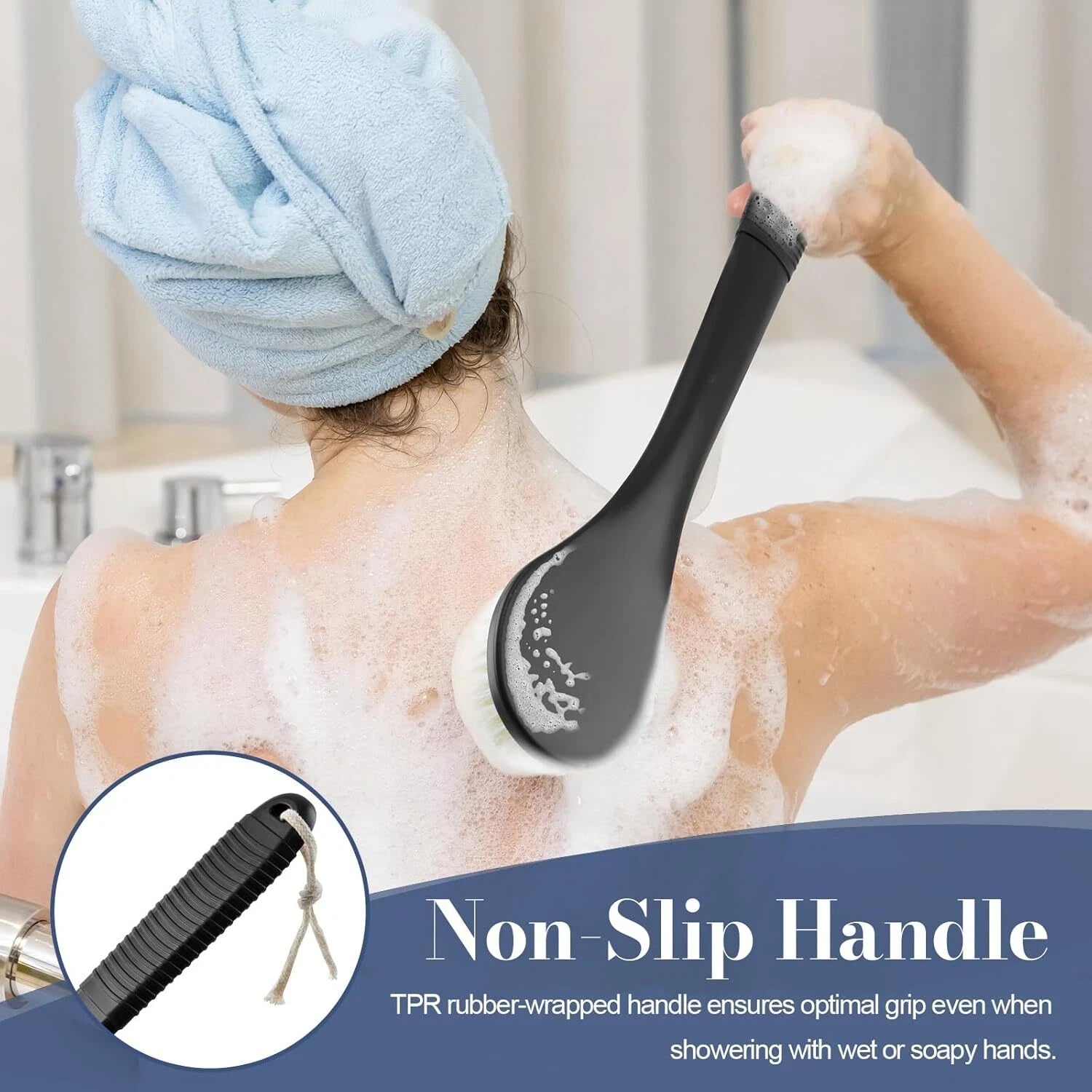 Back Scrubber for Shower, Shower Body Brush for Cleaning with Long Handle for Sh
