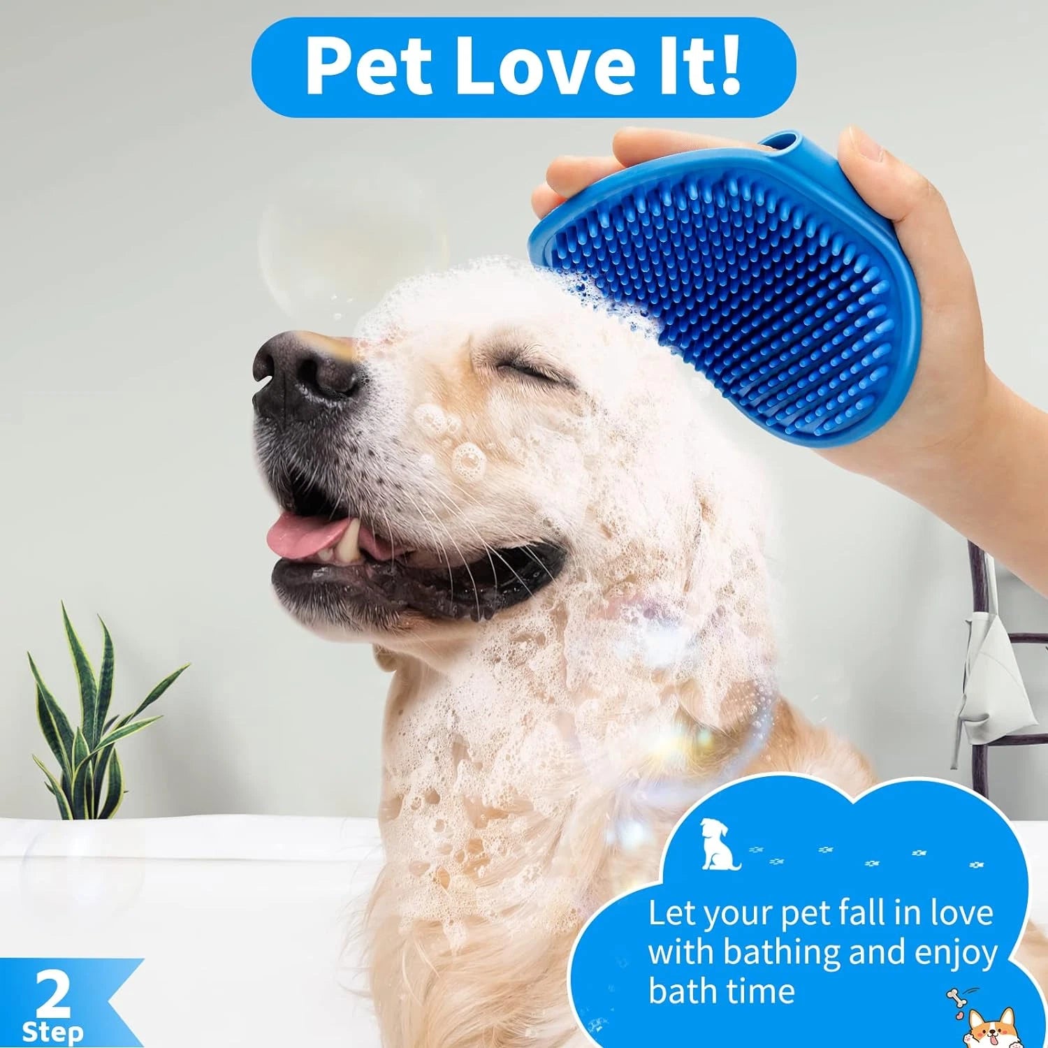 3PCS Dog Bath Brush | Dog Shampoo Brush | Dog Scrubber for Bath | Dog Bath Brush