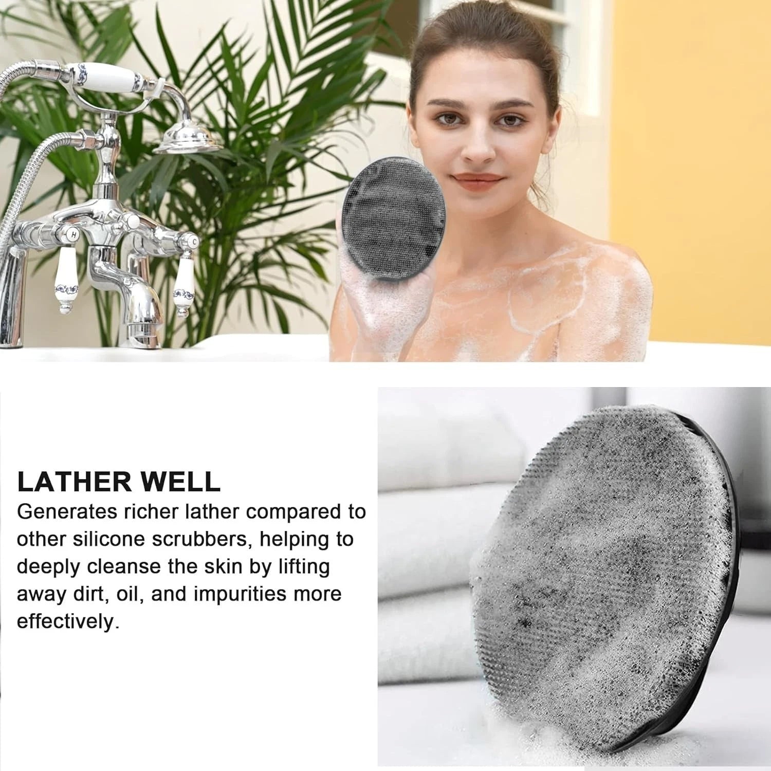 Soft Silicone Handheld Body Scrubber - Gentle Exfoliating Brush for All Skin