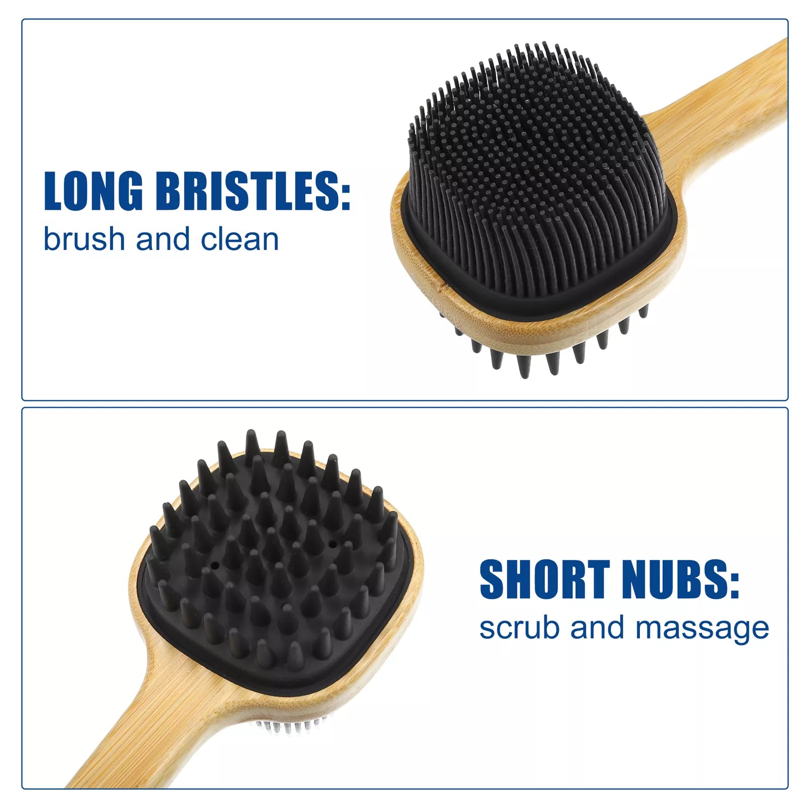 1Pc Long Handle Bath Back Scrubber Body Brush for Exfoliating Silicone