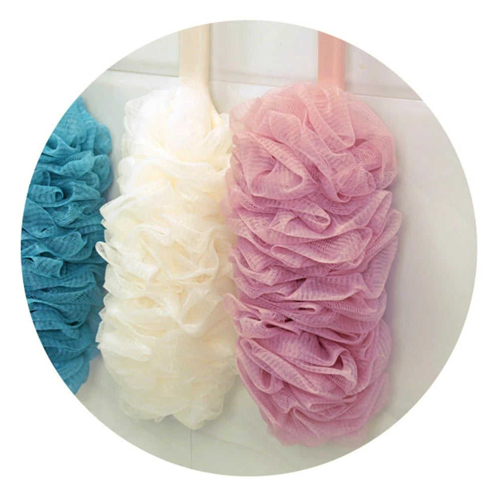 2 Pcs Rub The Back Bath Flowers Scrubber with Long Handle Bathroom