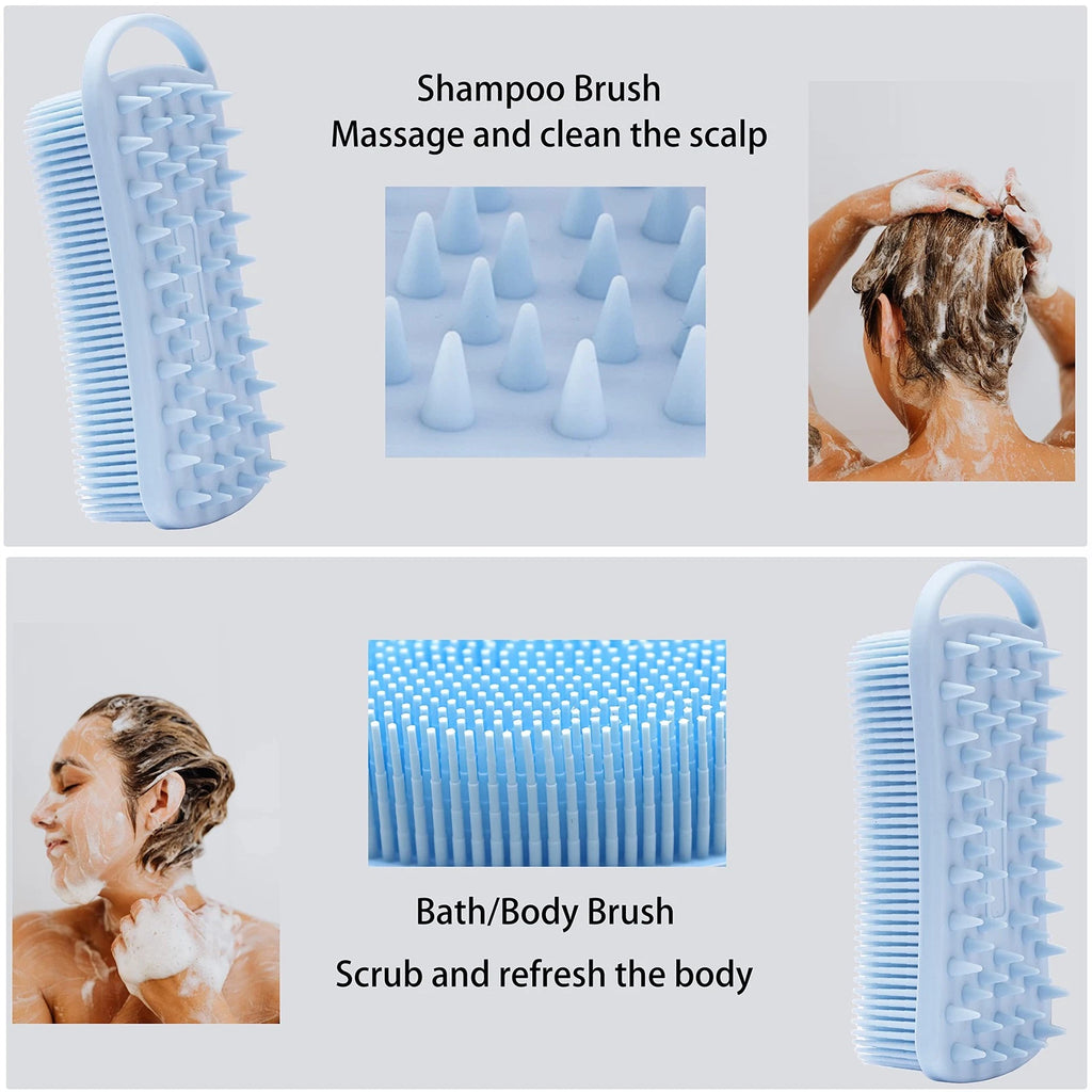 2 PC Silicone Exfoliating Body Scrubber, 2 in 1 Silicone Body Shampoo Brush, ...