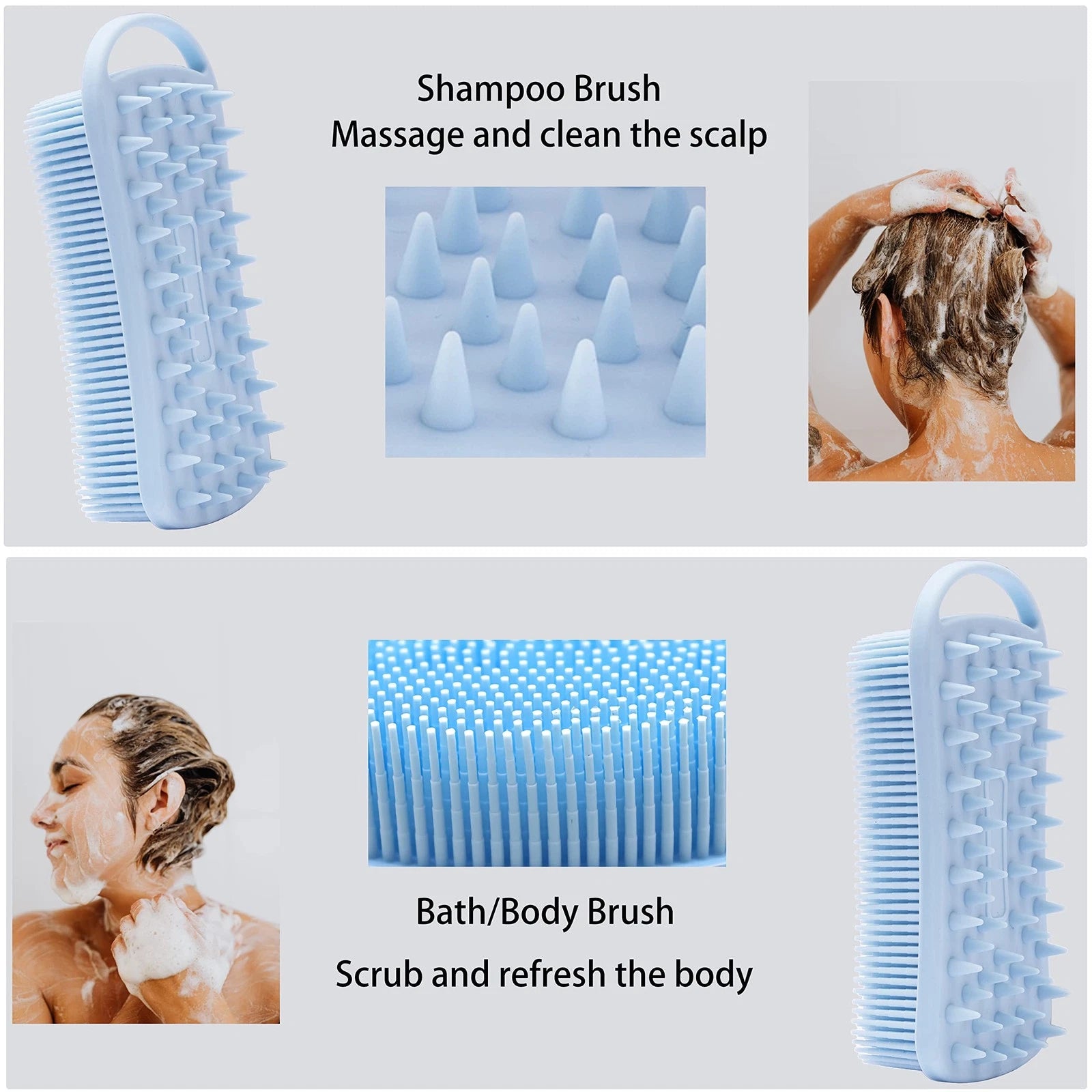 2 PC Silicone Exfoliating Body Scrubber, 2 in 1 Silicone Body Shampoo Brush, ...