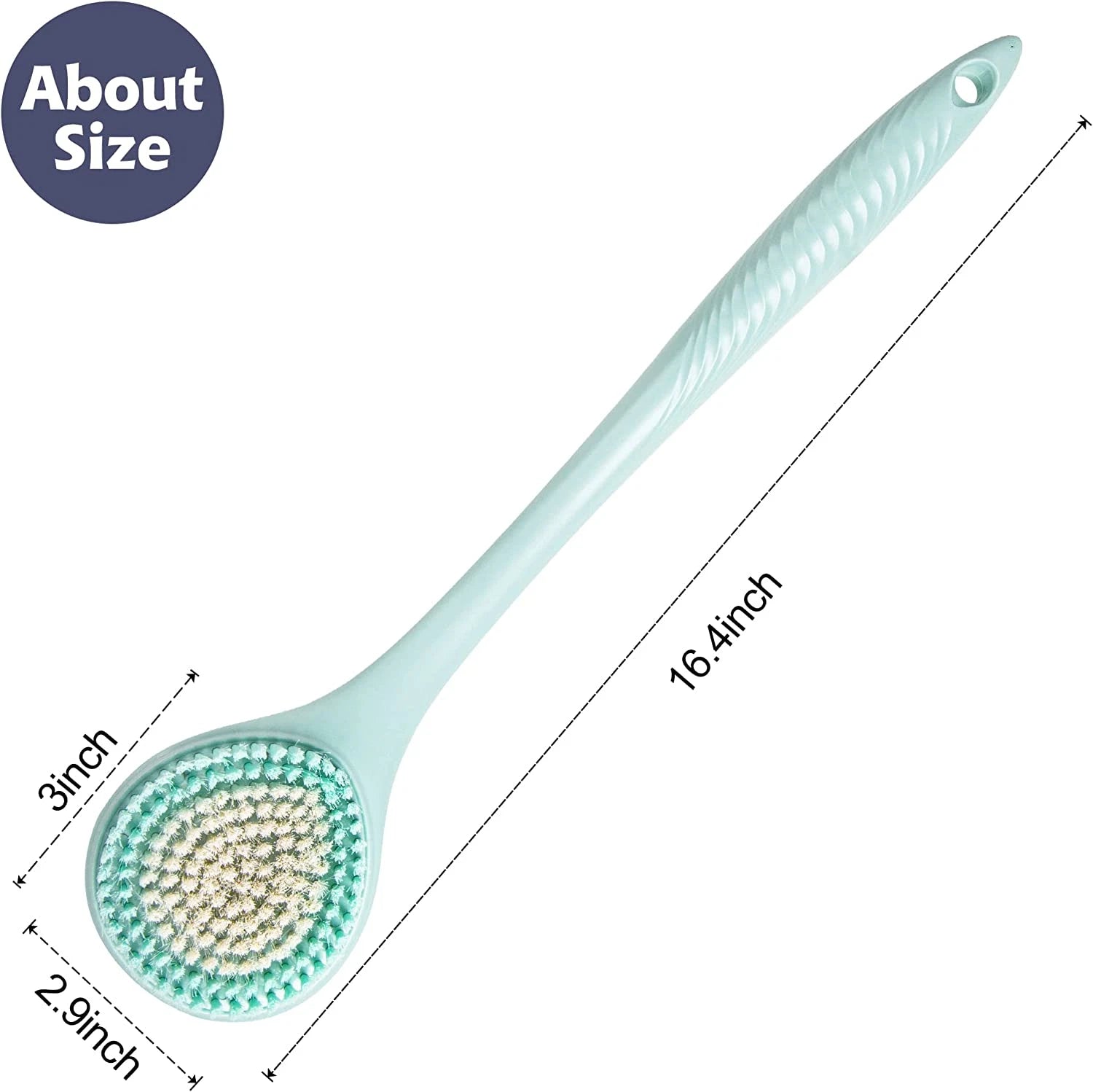 BEDELITE Back Scrubber for Shower - Long Handle Bath Brush (16.4 Inches) with So