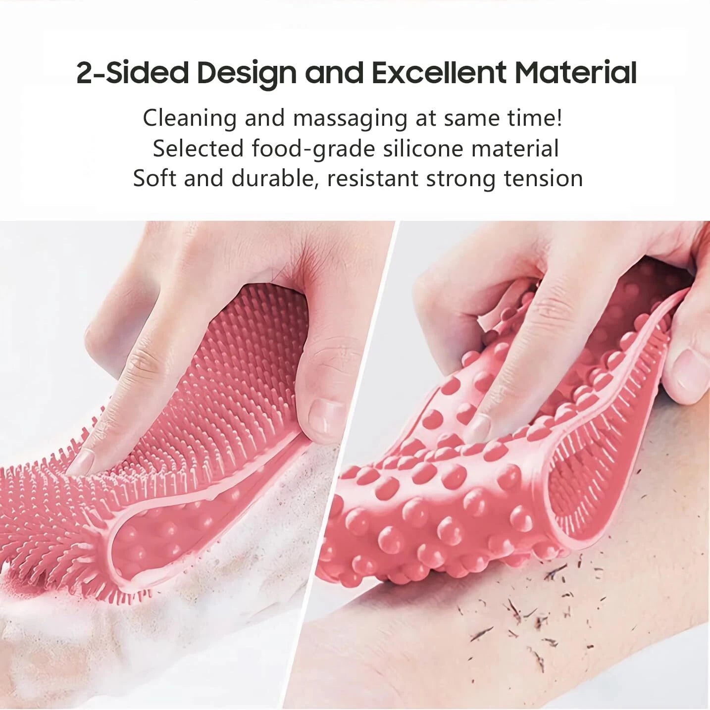 2 Pack Silicone Back Scrubber For Shower31.5in Dual Sided Bath Body Scrubbershow