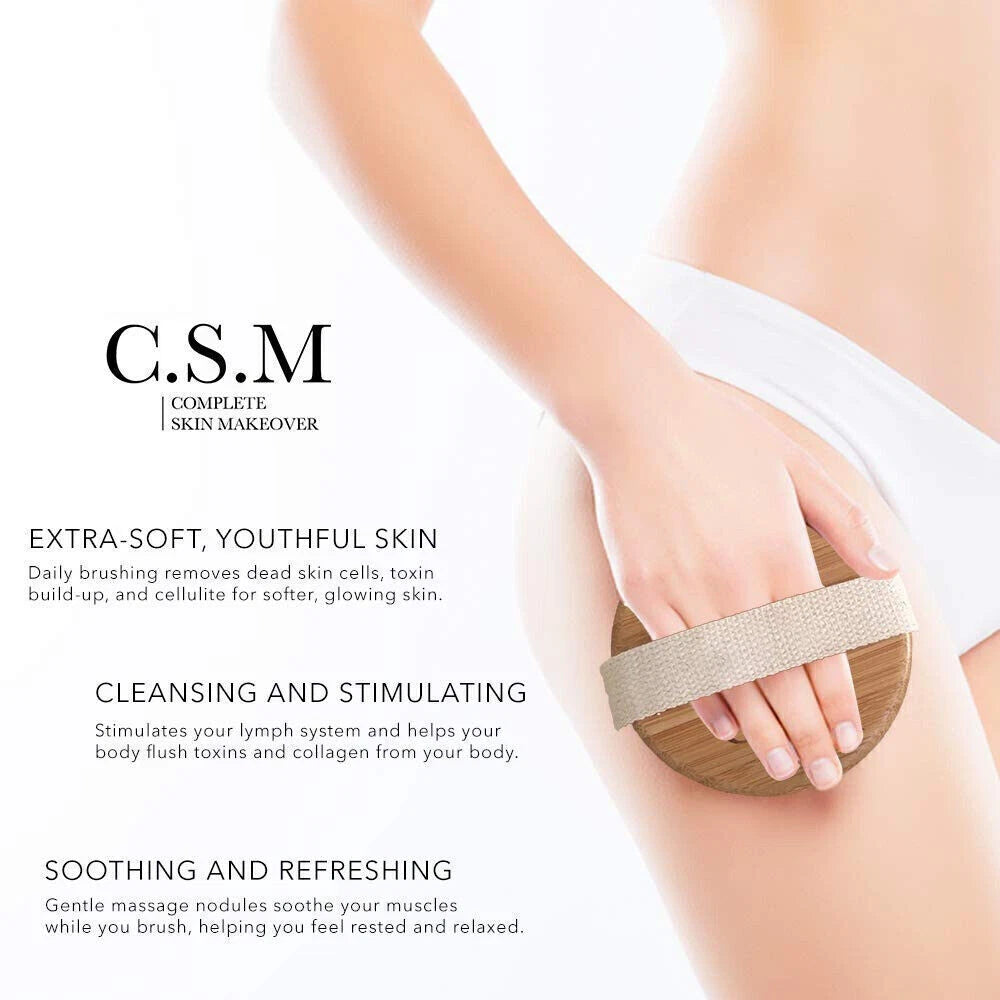 Dry Brushing Body Brush-Round Exfoliating Brush for Cellulite Lymphatic Drainage