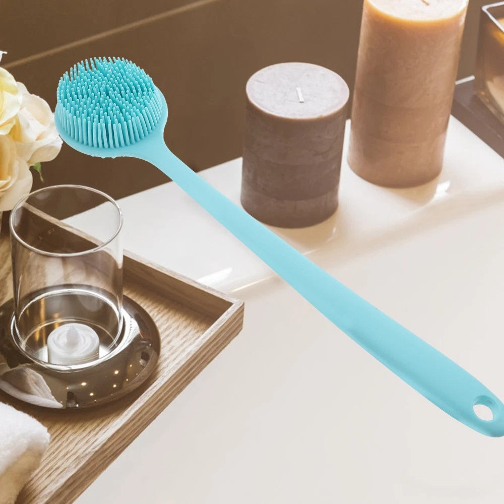 Long Handle Bath Brush Silicone Shower Scrubber Back Body for The