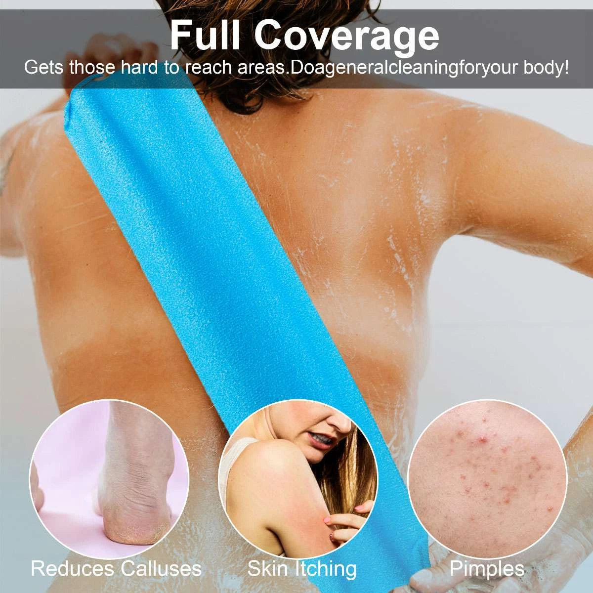 Bath Towel Shower Back Scrubber Skin Exfoliating Body Brush Washing Cloth Strip