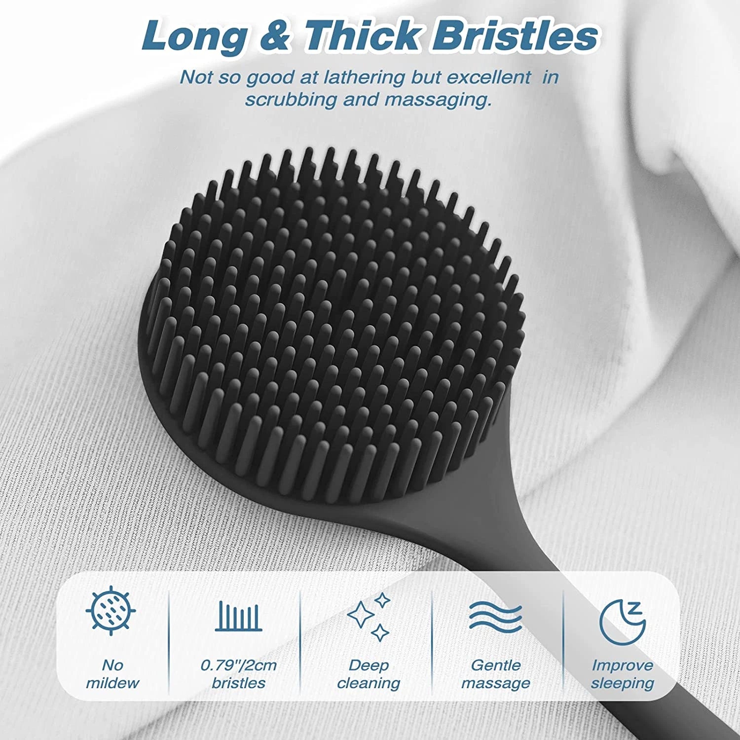 Manmihealth Silicone Back Scrubber(Thick Bristles) & Soft Bath Glove Set, Super-
