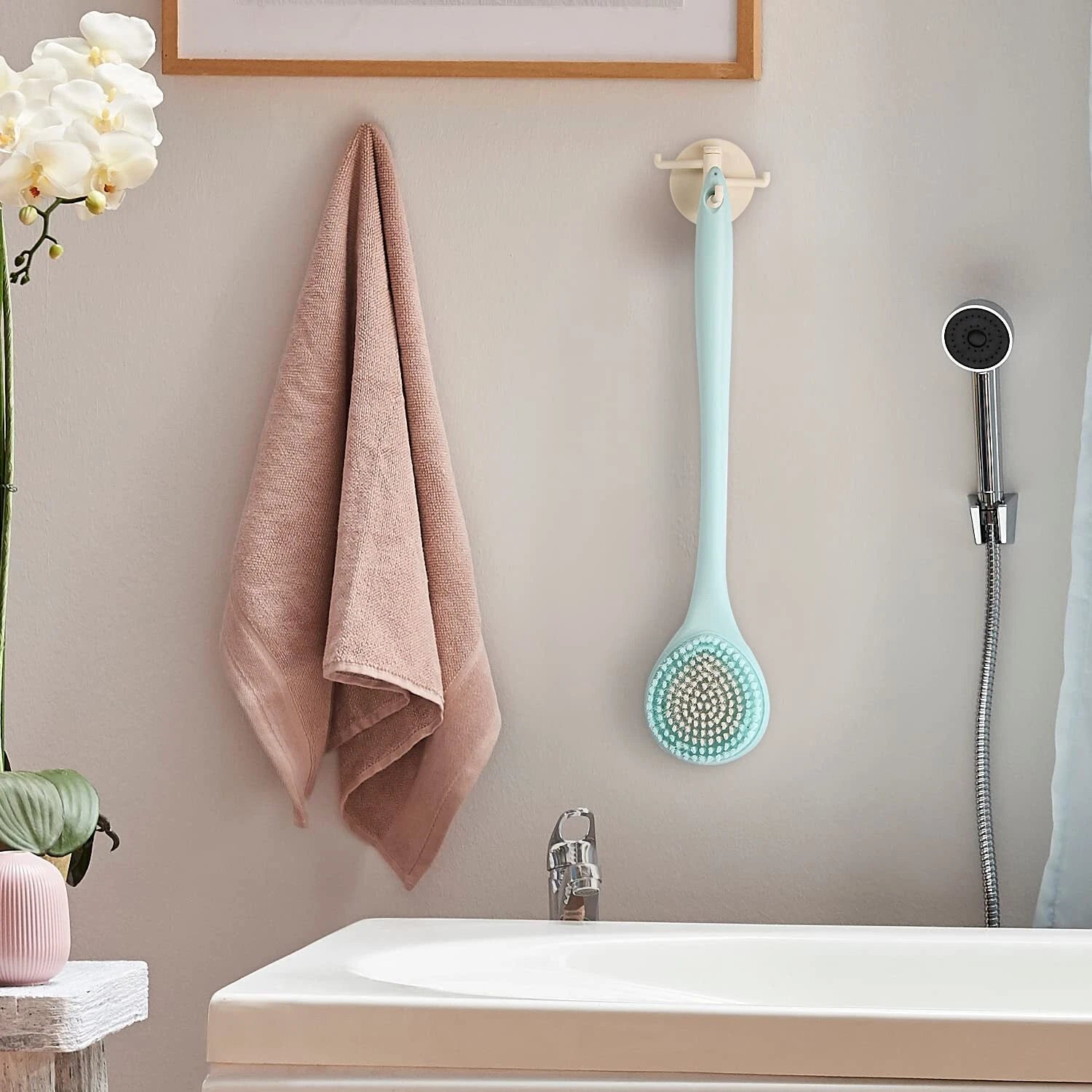 16.4 Inch Long Handle Back Bath Brush Soft Shower Body Scrubber, 2 Pack