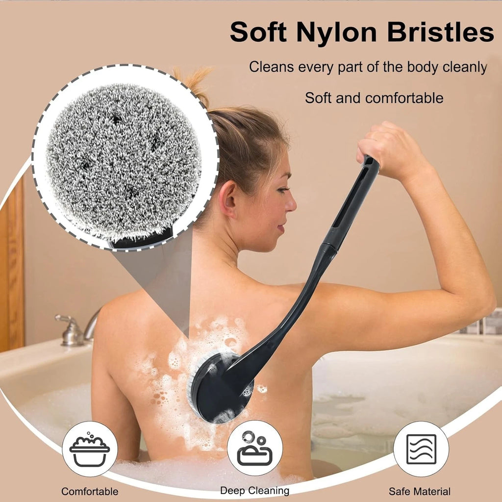 Back Scrubber for Shower,20.5" Bath Brush Long 20.5"Black, 20.5" Black