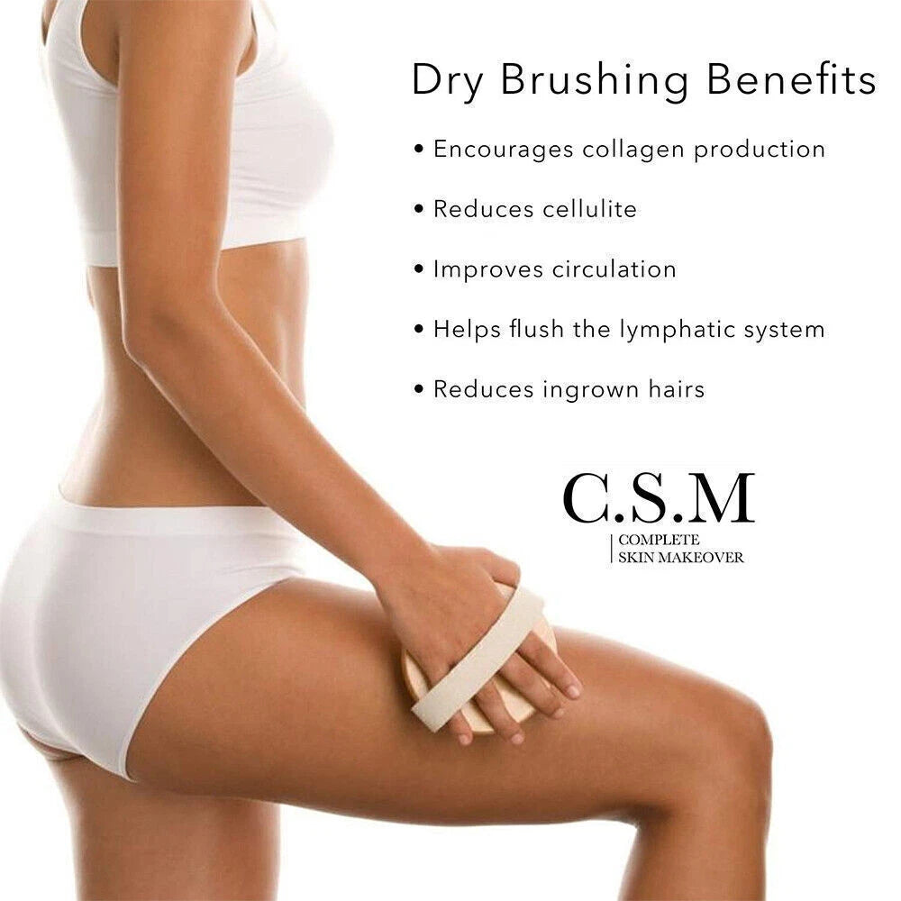 Dry Brushing Body Brush-Round Exfoliating Brush for Cellulite Lymphatic Drainage