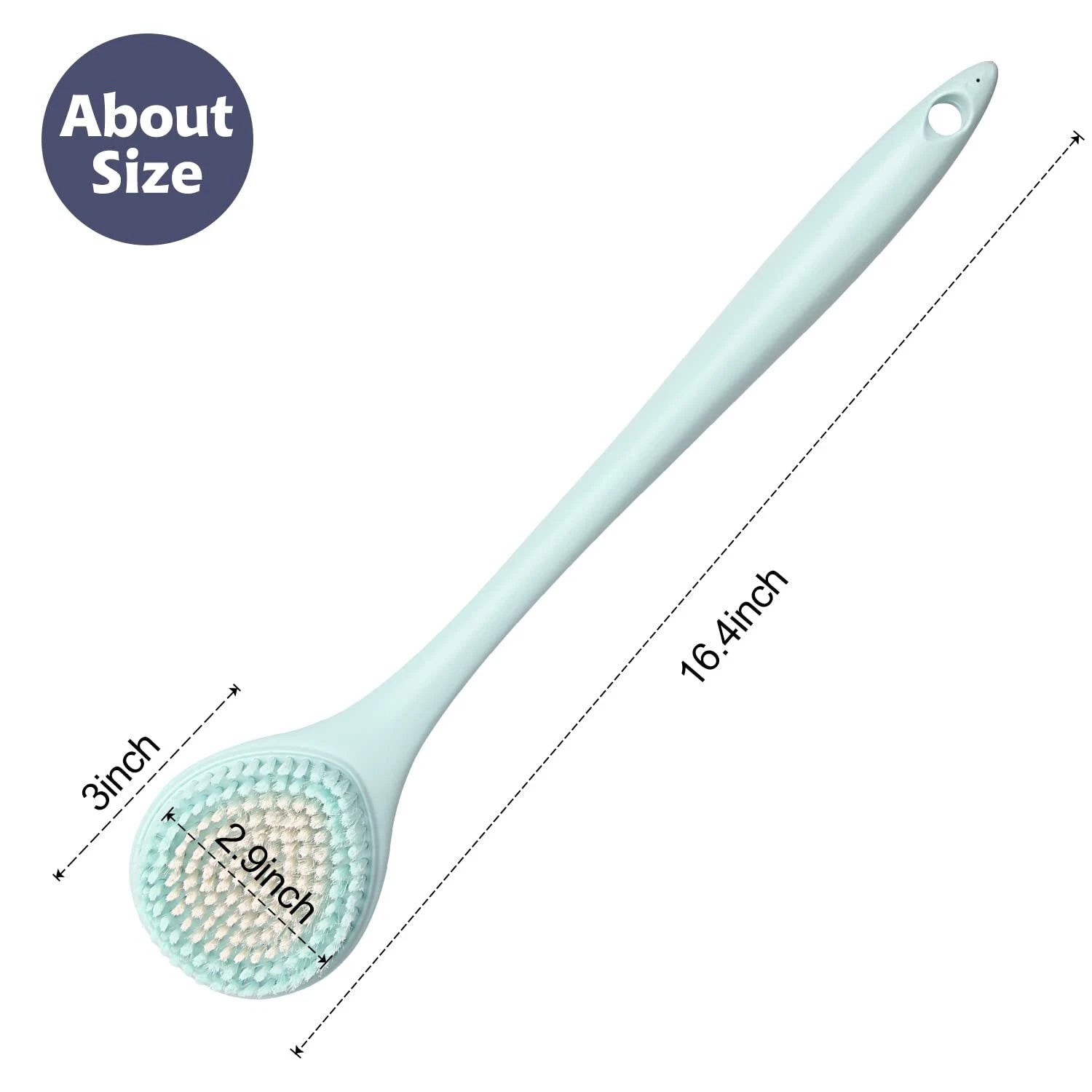 16.4 Inch Long Handle Back Bath Brush Soft Shower Body Scrubber, 2 Pack
