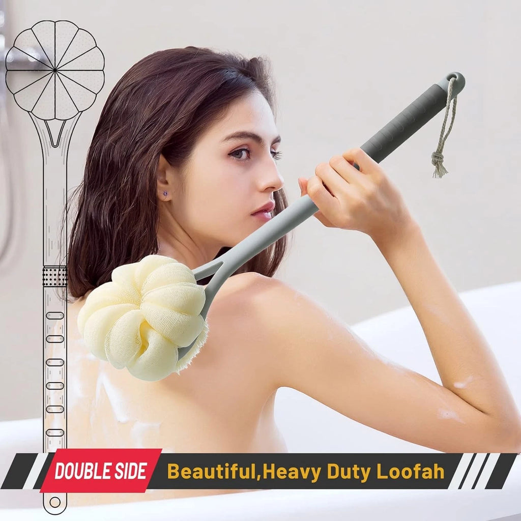 Shower Body Brush,Soft Bristles and Beautiful Pumpkin Loofah 14” Long Handle ...