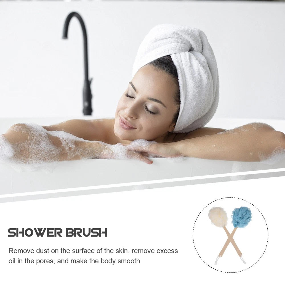 2 Pcs Body Scrubber Brush Bath Brushes Elderly Baby Long Handles for