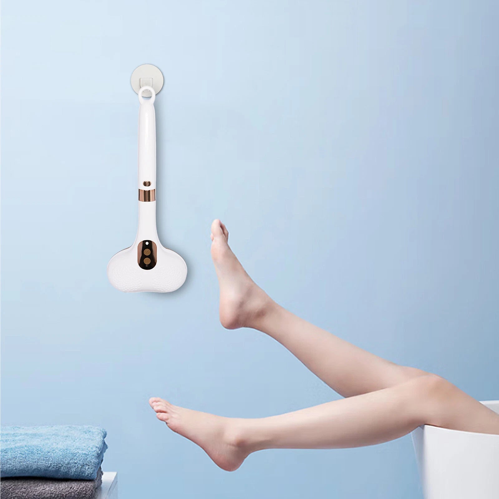 Double Head Electric Bath Brush Body Shower Brush Long Handle Back Massage Clean