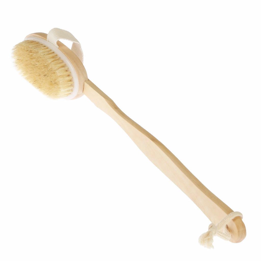 Natural Wooden 15" Bath Shower Body Back Brush Spa Scrubber With Long Handle US