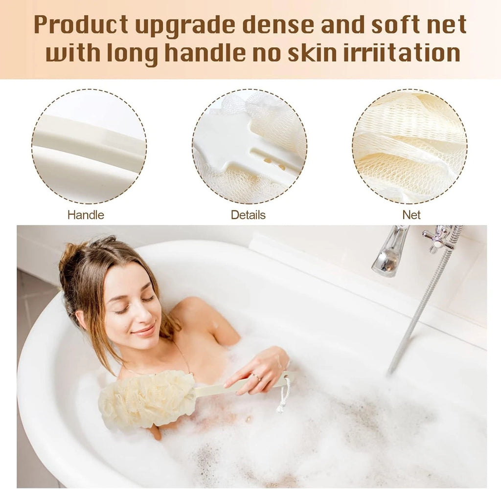 2Pack Back Scrubber for Shower， Loofah Sponge Shower Brush Using Body Exfolia...